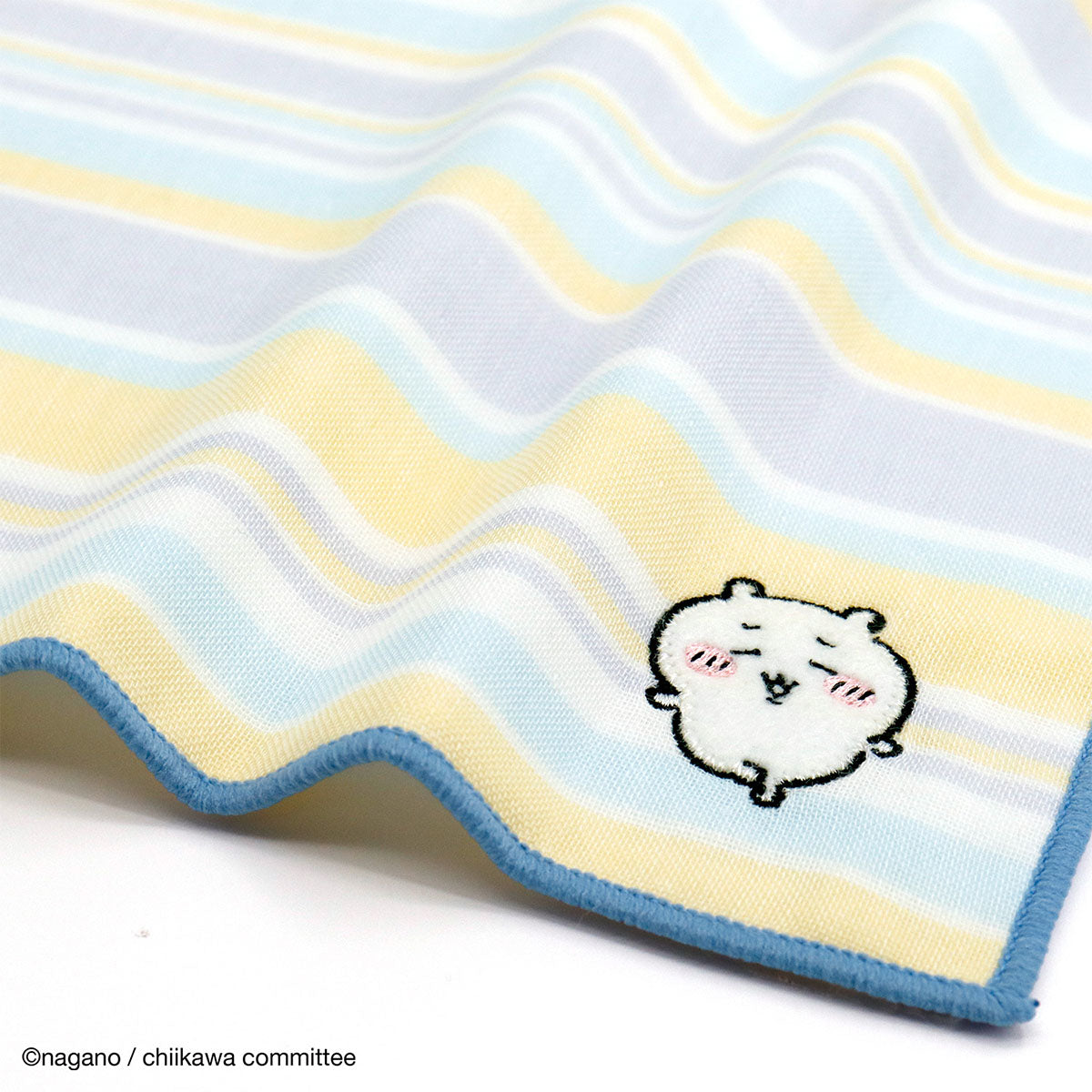 ちいかわ 8重ガーゼタオルハンカチ(ボーダー ブルー)