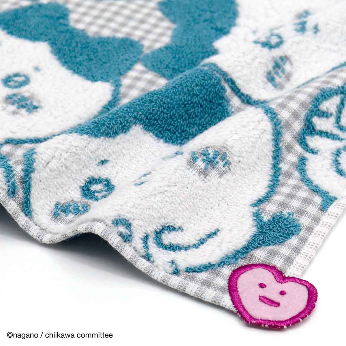 치이카와 타올 손수건 (쭈그려 앉은 체크 블루)