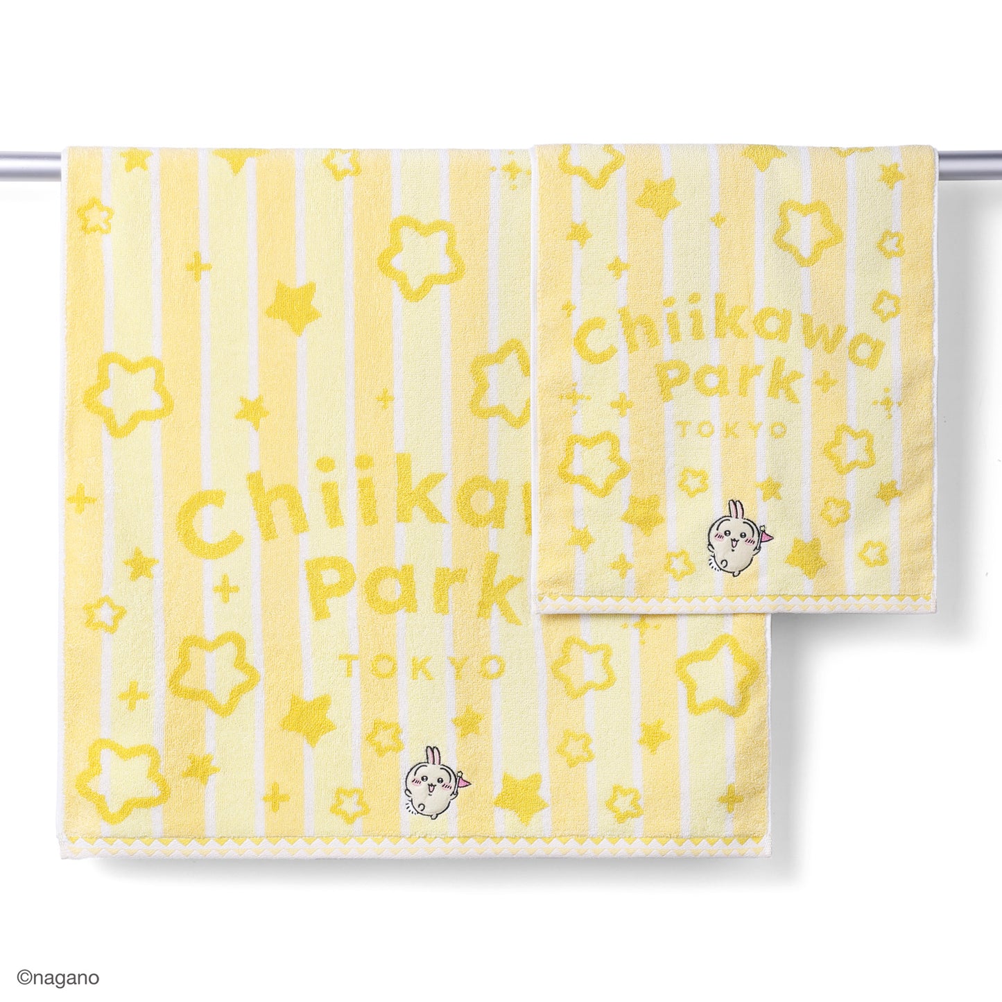 Chiikawa Park Stripe Bath Towel (Yellow)
