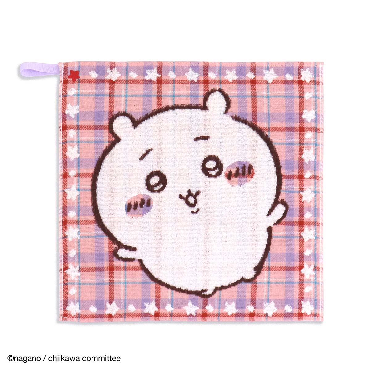 Chiikawa Loop-Handled Wash Towel (Colorful Check Pink)
