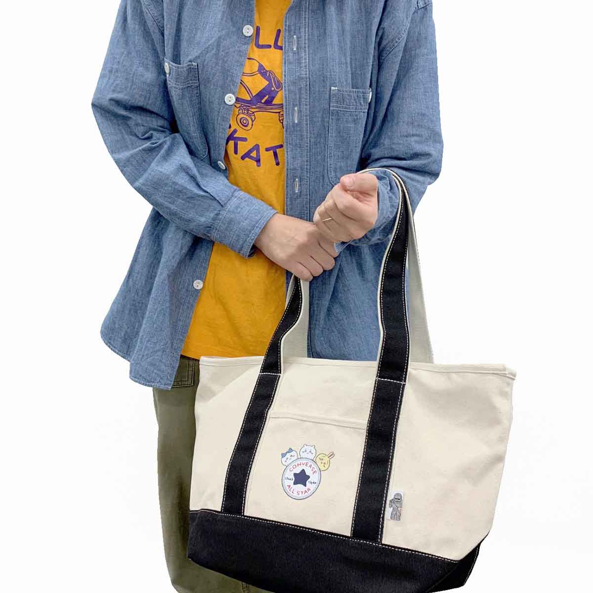 치이카와×컨버스 캔버스 토트백 M (베이지)