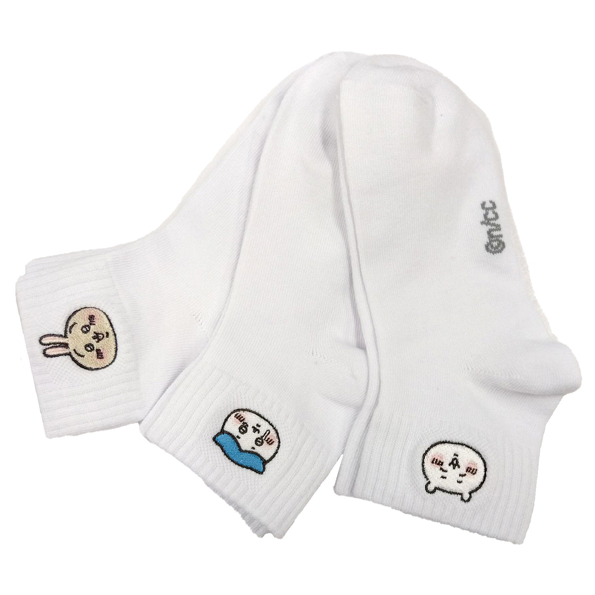 치이카와 원포인트 자수 양말 3P 세트 (화이트) 여성용