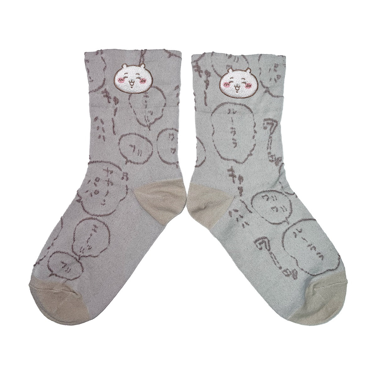 치이카와 플로트 자수 크루 양말 (치이카와 라이트 베이지) 여성용