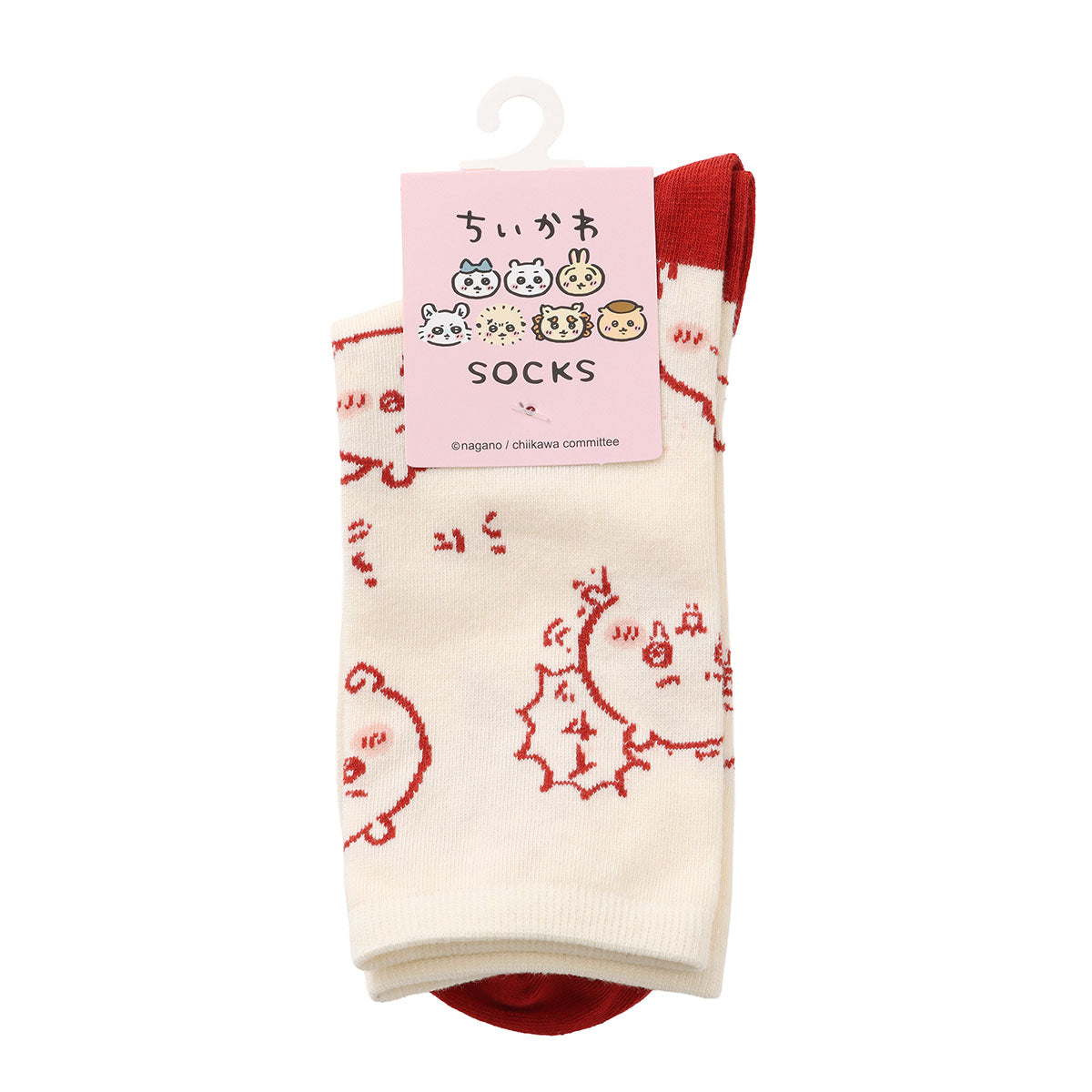 吉伊卡哇 中筒袜 吉伊卡哇满版图案 红色