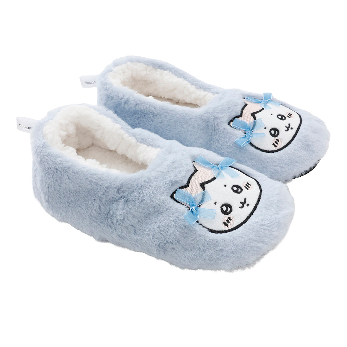 ちいかわ ルームシューズ ハチワレリボン サックス