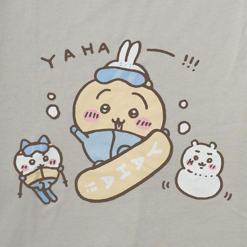 치이카와 관광 빅 실루엣 L/S T셔츠 우사기 스노보드 (그레이)