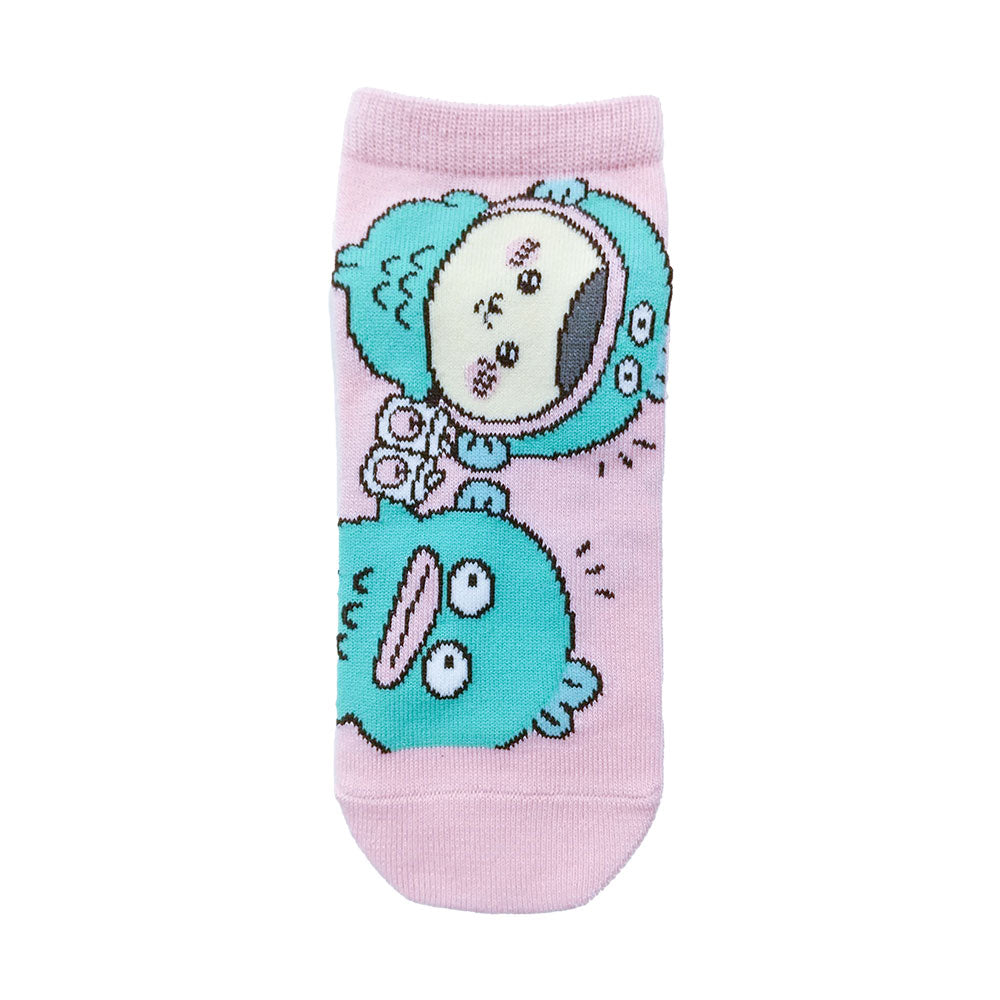 Chiikawa x Sanrio Characters Sneaker Socks (Kurimanju & Hangyodon) Women's
