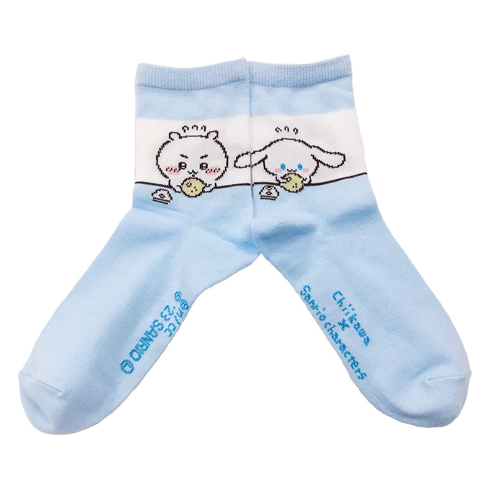 ちいかわ×サンリオキャラクターズ クルーソックス(ちいかわ&シナモロール) レディース用
