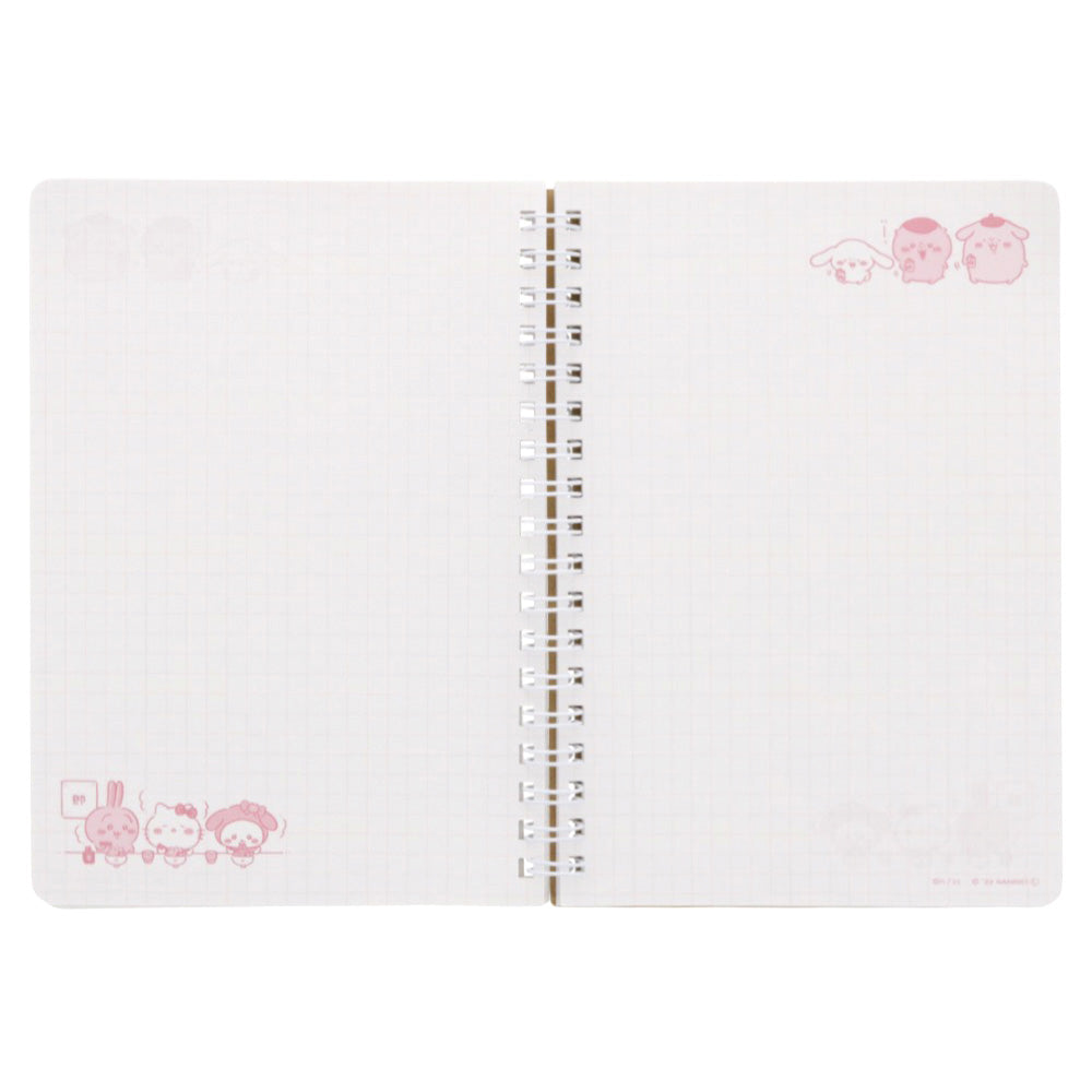 吉伊卡哇×三麗鷗角色們 W環裝訂筆記本B6(粉色)