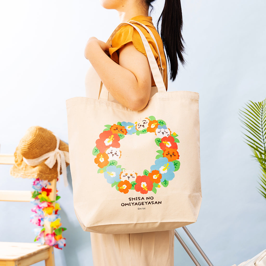 Chiikawa Shisa's Souvenir Shop Large Tote Bag (Hibiscus)