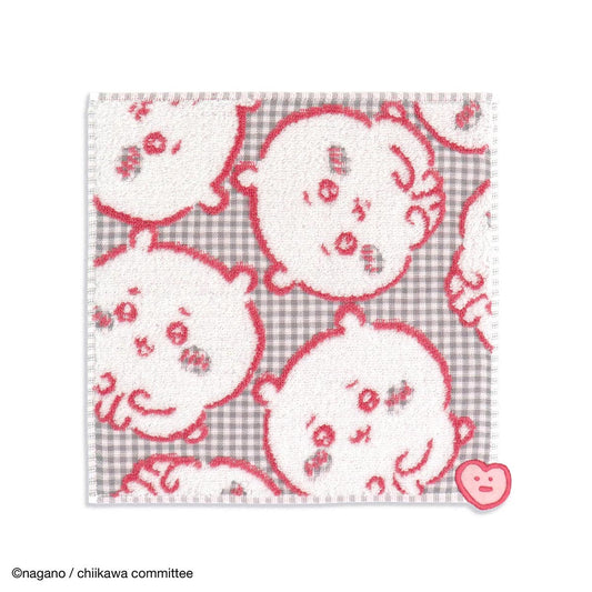 ちいかわ タオルハンカチ（ちょこんとチェック ピンク）