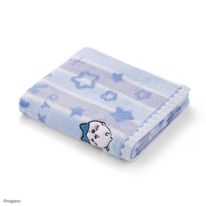 Chiikawa Park Stripe Face Towel (Blue)