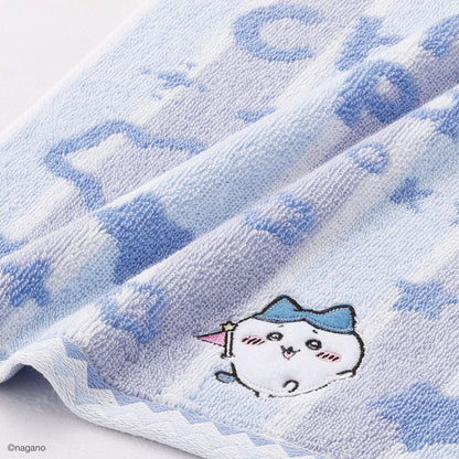 Chiikawa Park Stripe Face Towel (Blue)