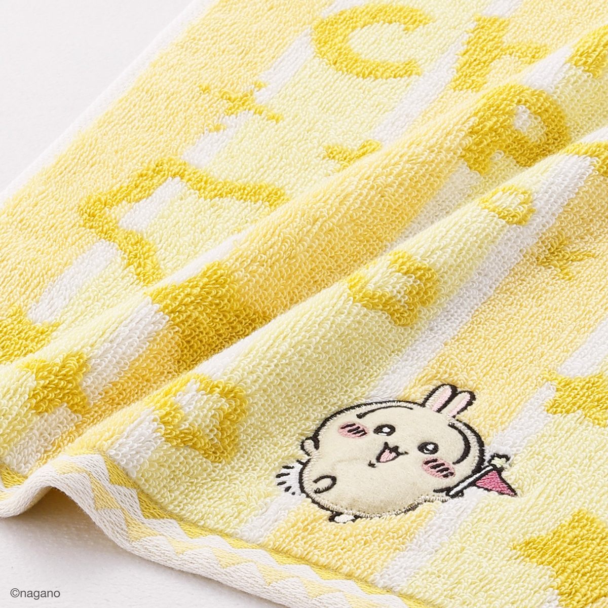 ちいかわ ちいかわパーク ストライプ フェイスタオル（イエロー）