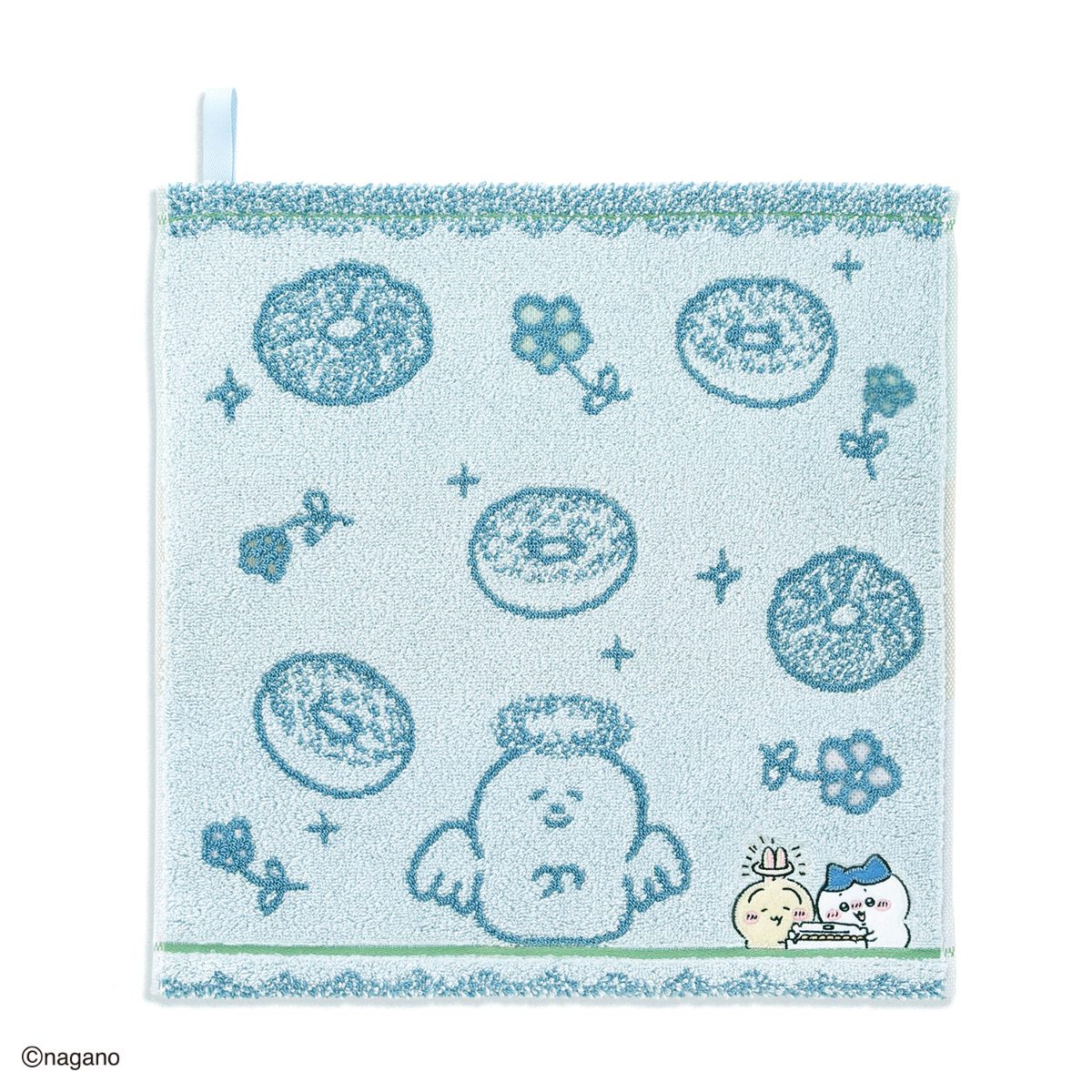 ちいかわ ループ付きウォッシュタオル（ドーナツ食べよ・ブルー）