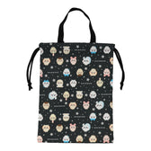 Chiikawa All-Over Pattern Drawstring Pouch (Vertical) BK