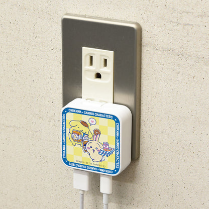 Chiikawa × Sanrio Characters USB/USB Type-C AC Adapter (Usagi & Pompompurin)