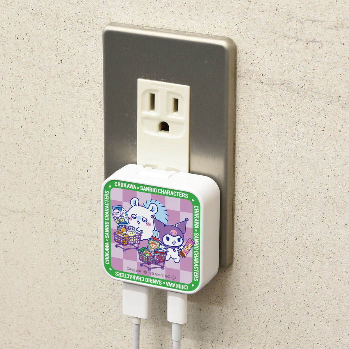 ちいかわ×サンリオキャラクターズ スーパーマーケットなUSB／USB Type-C ACアダプタ（モモンガ＆クロミ）