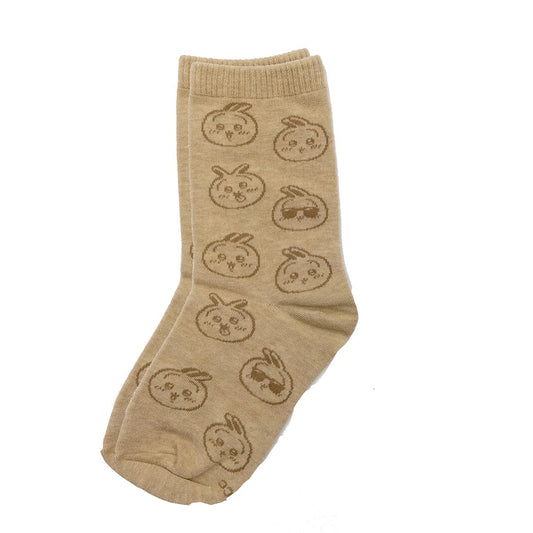 Chiikawa Crew Socks (Usagi Face All-Over Pattern) Kids' Size