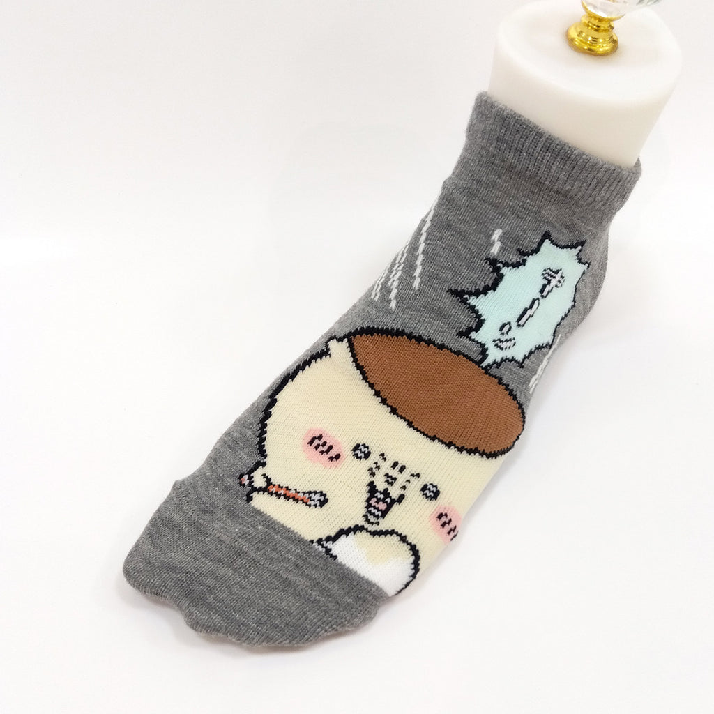 Chiikawa Sneakers Length Socks (Kurimanju Shaved Ice Gray) For Ladies