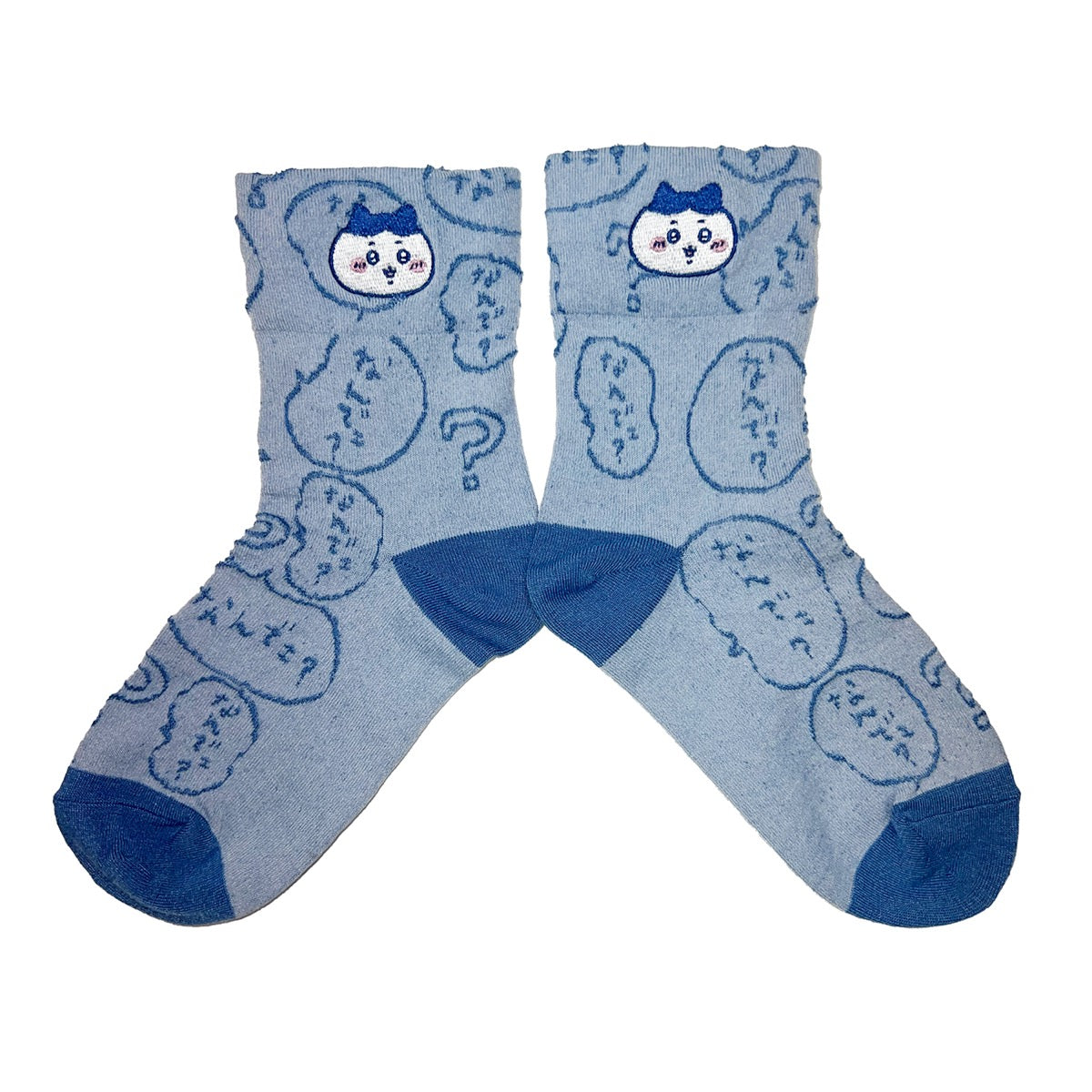 치이카와 플로트 자수 크루 양말 (하치와레 블루) 여성용