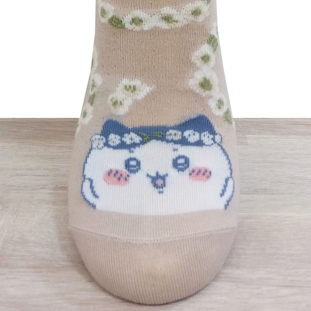 Chikawa's mouth soft crew socks (Hachiware Suzuran Beige) For Ladies