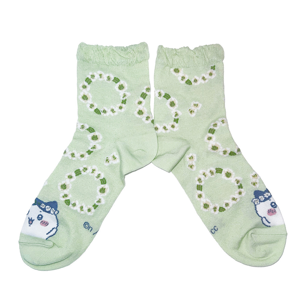 Chikawa's mouth soft crew socks (Hachiware Suzuran Green) For Ladies