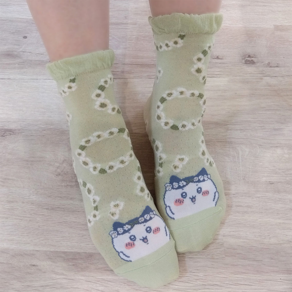 Chikawa's mouth soft crew socks (Hachiware Suzuran Green) For Ladies