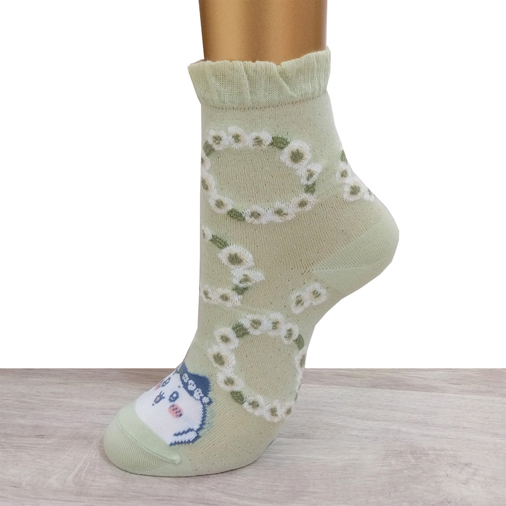 Chikawa's mouth soft crew socks (Hachiware Suzuran Green) For Ladies