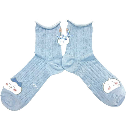 치이카와 칭찬 리본 달린 크루 양말 (색스) 여성용