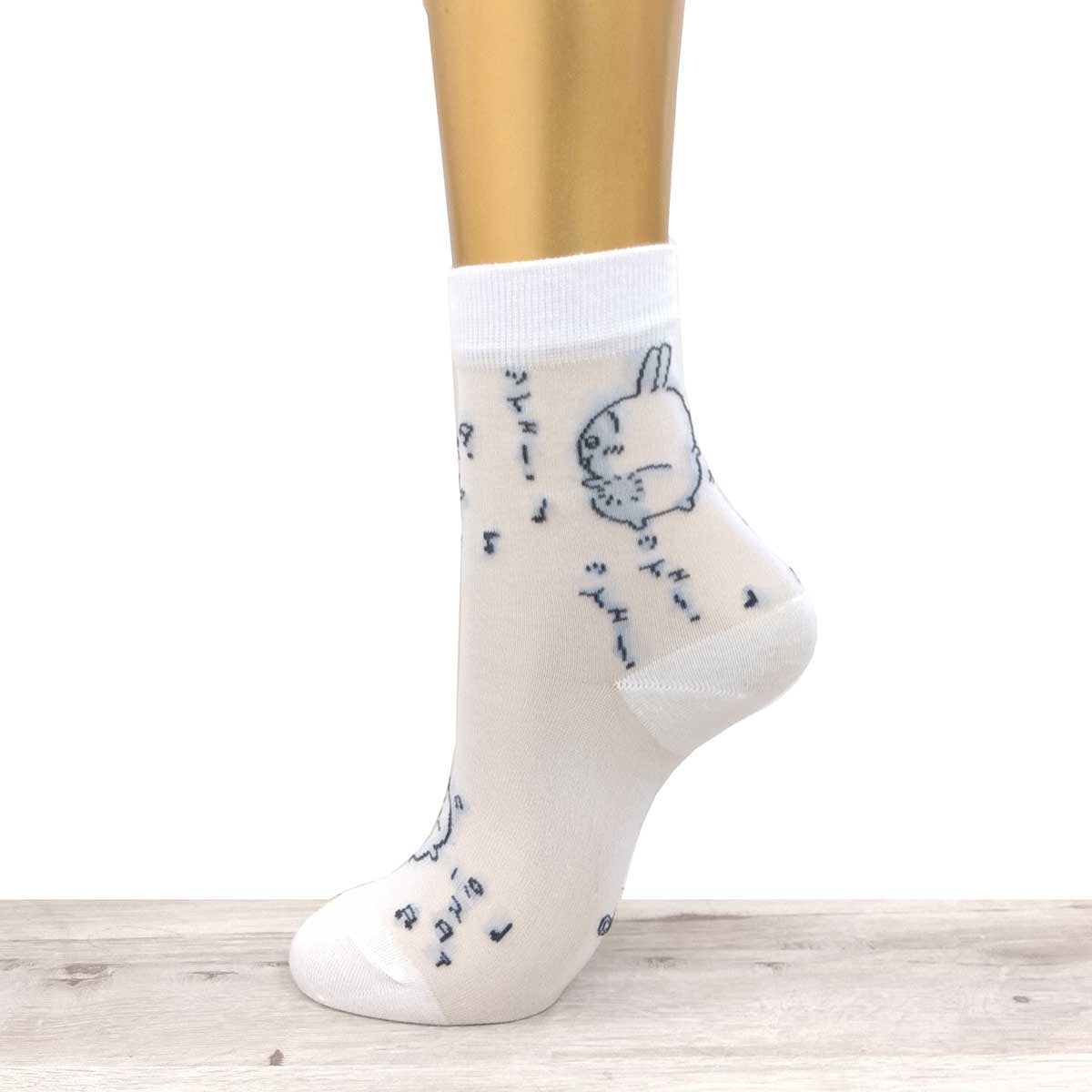 치이카와 얇은 크루 양말 (댄스 화이트) 여성용