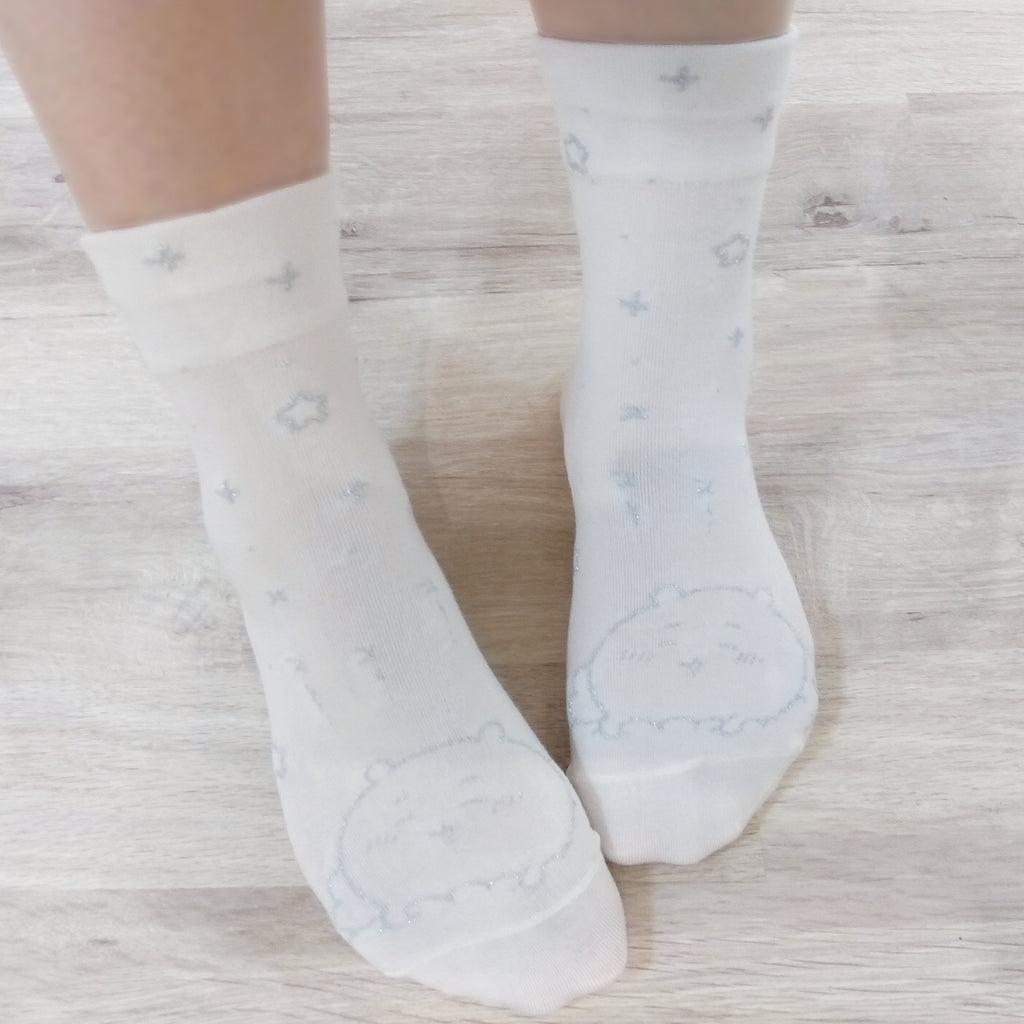 숙녀를위한 Chiikawa Rame Crew Socks (Chiikawa White)