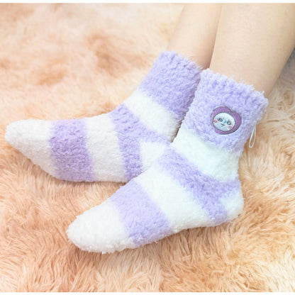 Chiikawa Fluffy Crew Socks (Momonga Pale Lilac)