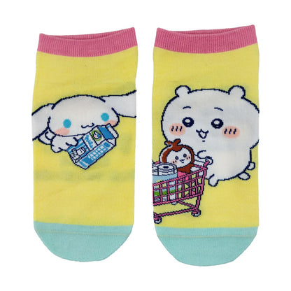 Chiikawa x Sanrio Characters Sneaker Socks (Chiikawa / Cinnamoroll) Women's