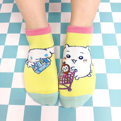 Chiikawa x Sanrio Characters Sneaker Socks (Chiikawa / Cinnamoroll) Women's