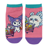 Chiikawa x Sanrio Characters Sneaker Socks (Momonga / Kuromi) Women's