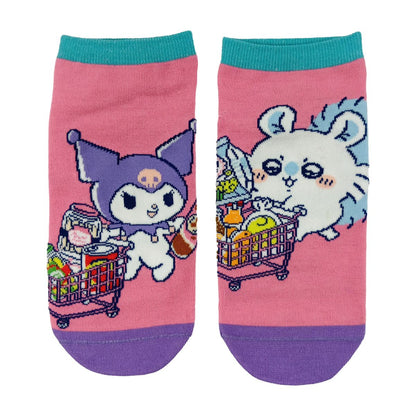 ちいかわ×サンリオキャラクターズ スニーカー丈ソックス（モモンガ・クロミ）レディース用