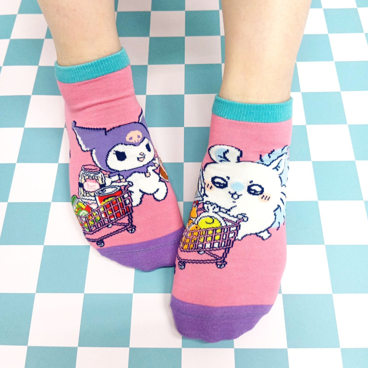 ちいかわ×サンリオキャラクターズ スニーカー丈ソックス（モモンガ・クロミ）レディース用