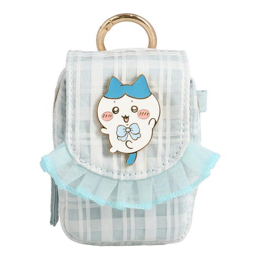 치이카와 카라비너 포함 미니 파우치 (체크 - 가르마)