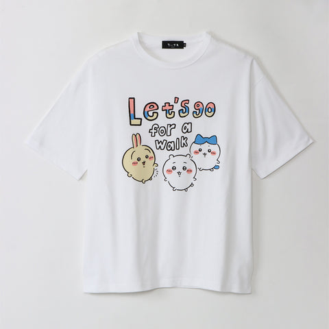 ちいかわ お出かけ楽しみ！な ビッグTシャツ お散歩 ホワイト