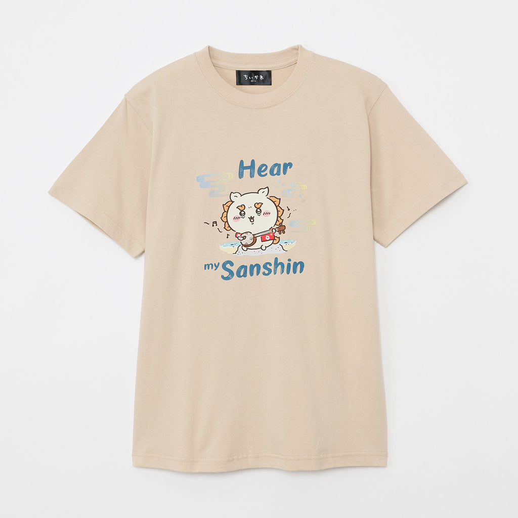 Chiikawa Shisa's souvenirsya T -shirt Sanshin Sand beige