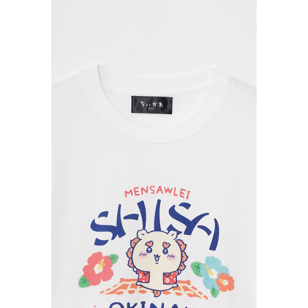 Chiikawa Shisa's souvenirsya -san T -shirt Mensho Shisa White