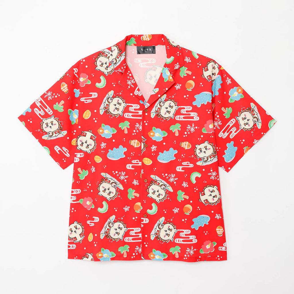 Chiikawa Shisa's souvenirsya Aloha shirt shisa red