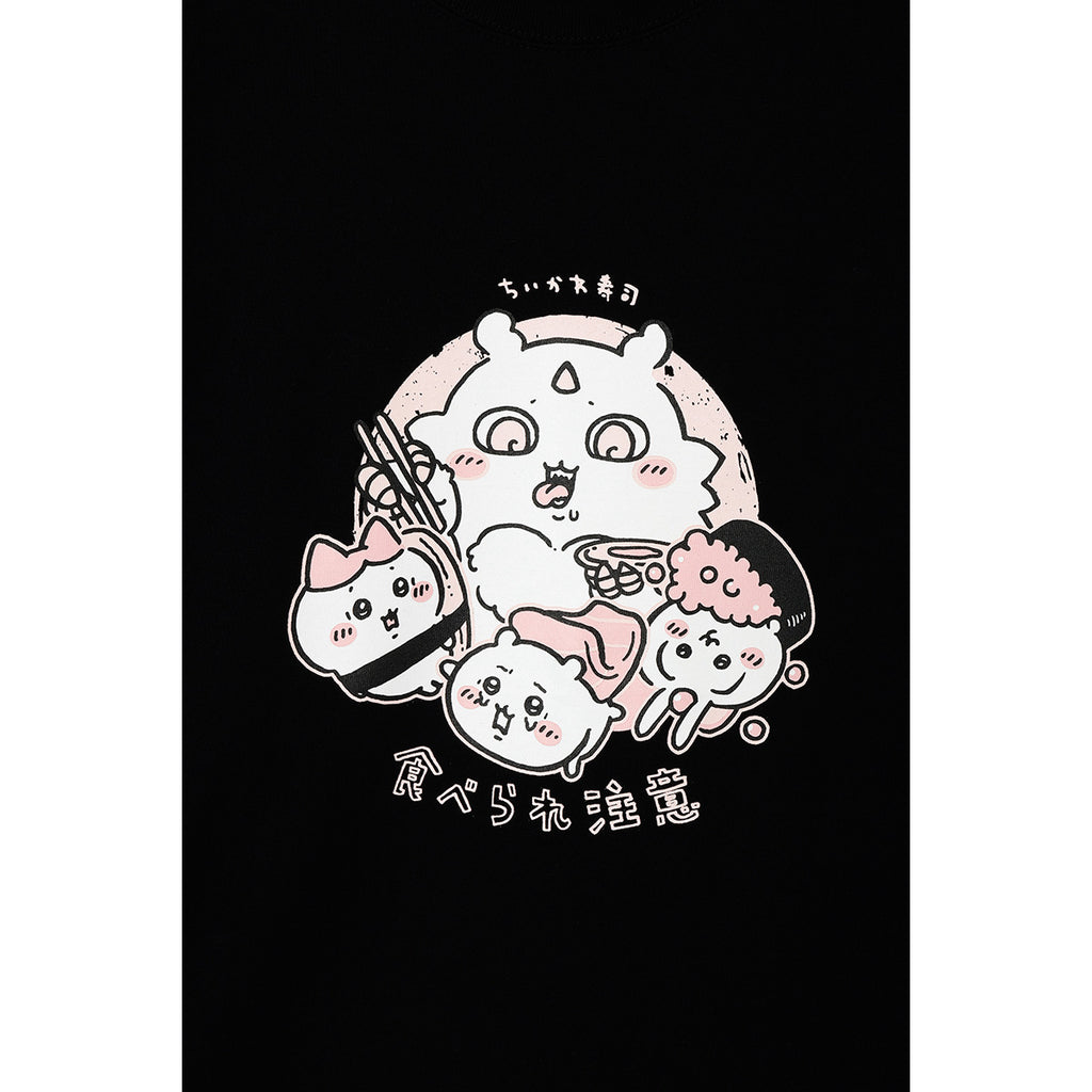 Chikakawachi Ikawa Sushi T -shirt Eat Black Black