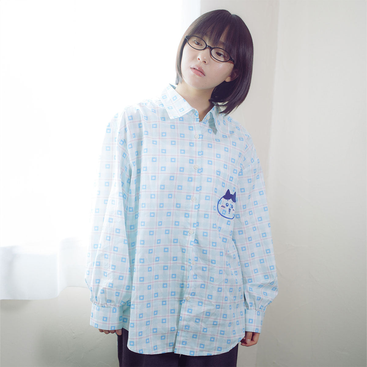 ちいかわ チェックシリーズ シャツ ハチワレ ブルー | ちいかわ