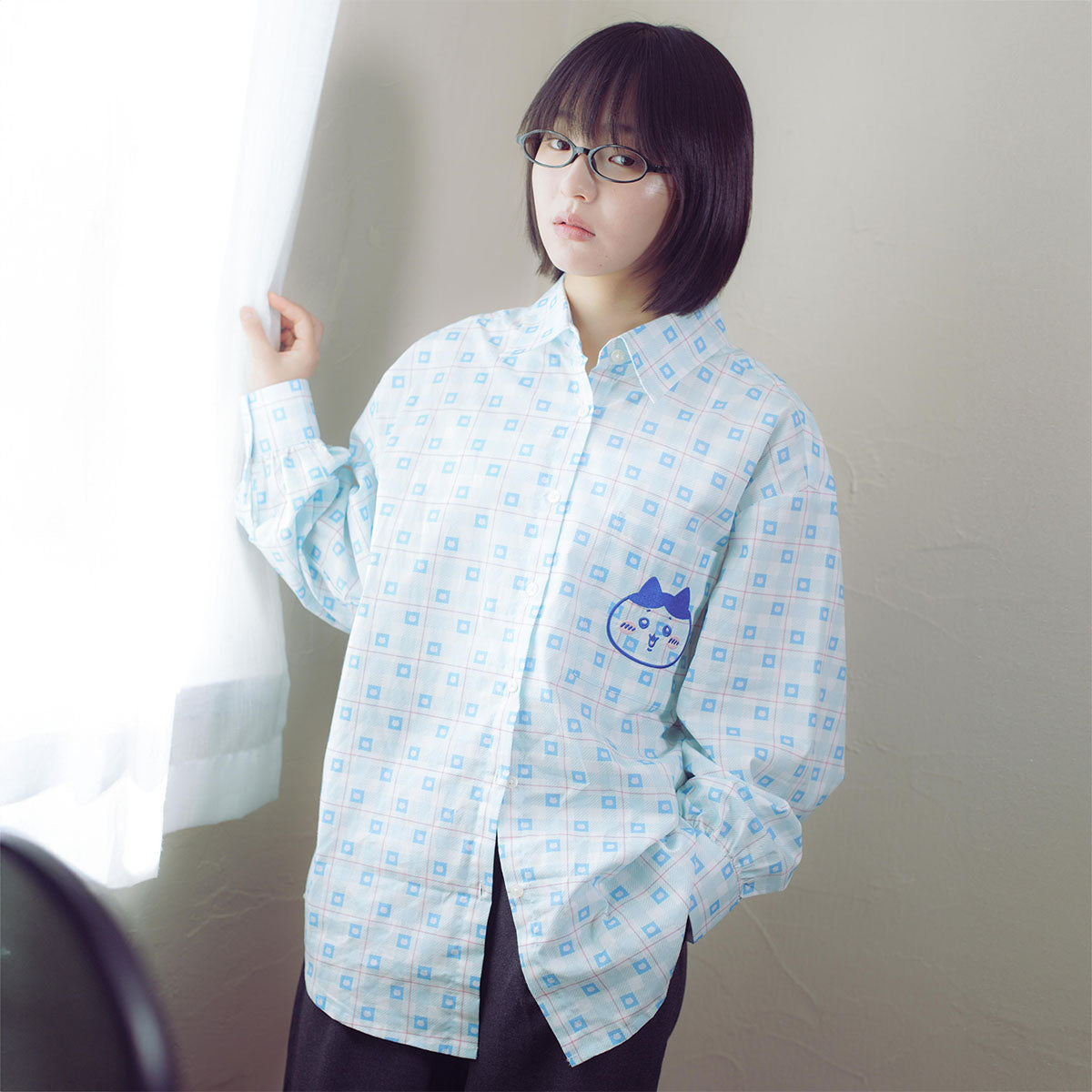 吉伊卡哇 格子系列襯衫 小八貓 藍色