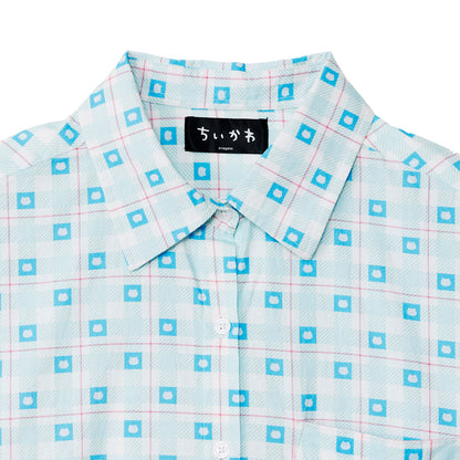 吉伊卡哇 格子系列襯衫 小八貓 藍色