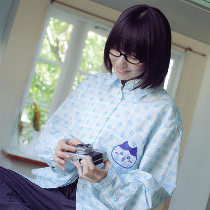 吉伊卡哇 格子系列襯衫 小八貓 藍色