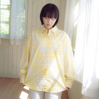 吉伊卡哇 格子系列襯衫 兔兔 黃色