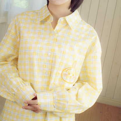 吉伊卡哇 格子系列襯衫 兔兔 黃色